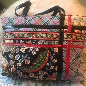 Vera Bradley Shoulder Tote Bag Leather trim Handle